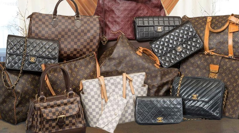 Pile of Brand Name Handbags